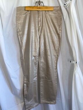 EUC LANDS END gold metallic jeans